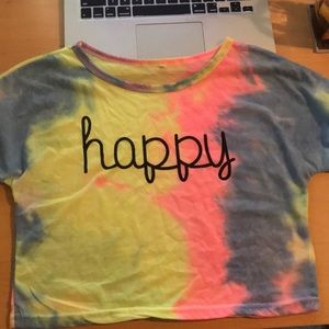 tie dye crop top happy shirt